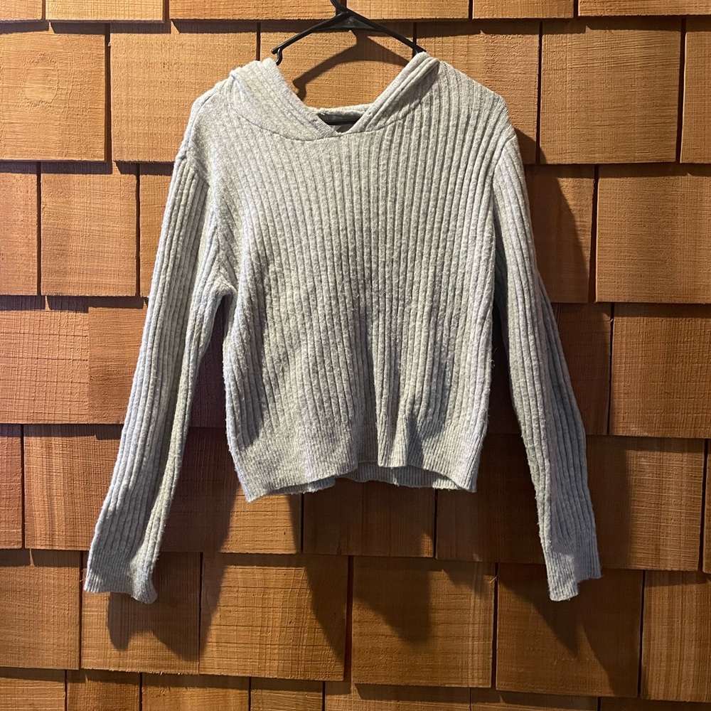 No Boundaries Light Gray Ribbed Women's Sweater